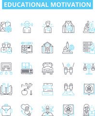 Educational motivation vector line icons set. Learning, Inspiration, Determination, Enthusiasm, Aspiration, Concentration, Creativity illustration outline concept symbols and signs