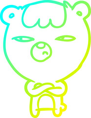 cold gradient line drawing annoyed bear with arms crossed