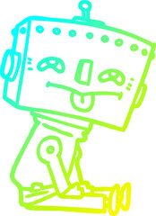 cold gradient line drawing cartoon robot
