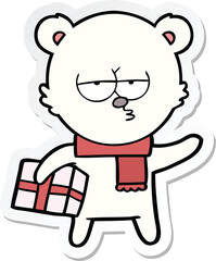 sticker of a christmas polar bear cartoon