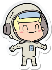 sticker of a happy cartoon astronaut man