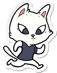Obraz premium sticker of a confused cartoon cat