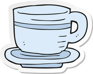 sticker of a cartoon cup and saucer
