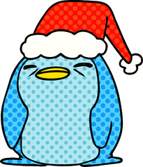 christmas cartoon of kawaii penguin