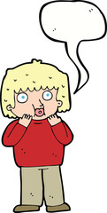cartoon worried boy with speech bubble
