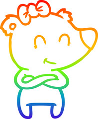 rainbow gradient line drawing female polar bear cartoon