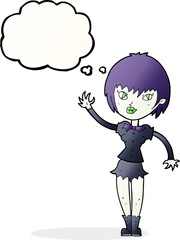 cartoon vampire girl with thought bubble