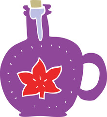 flat color illustration of a cartoon maple syrup
