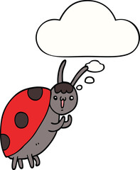 cute cartoon ladybug and thought bubble