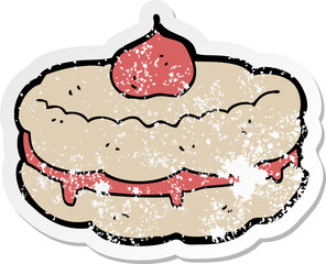 distressed sticker of a cartoon biscuit