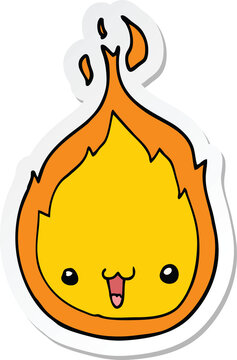 sticker of a cute cartoon flame