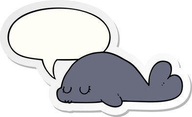 cute cartoon seal and speech bubble sticker