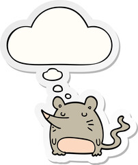 cartoon mouse and thought bubble as a printed sticker