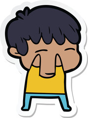 sticker of a cartoon curious boy