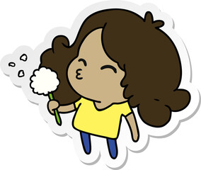 sticker cartoon of cute kawaii girl
