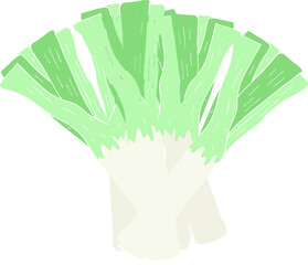 flat color illustration of a cartoon leeks