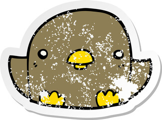 distressed sticker of a cartoon chick