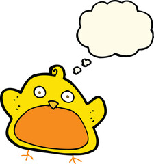 cartoon bird with thought bubble