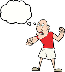 cartoon violent man with thought bubble
