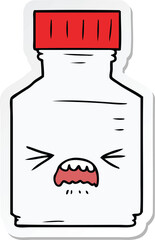 sticker of a cartoon pill jar