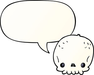cartoon skull and speech bubble in smooth gradient style