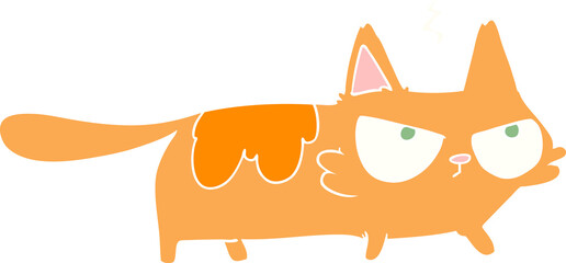 flat color style cartoon angry cat