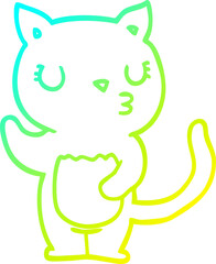cold gradient line drawing cute cartoon cat