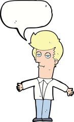 cartoon bored man with speech bubble
