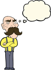 cartoon angry old man with thought bubble