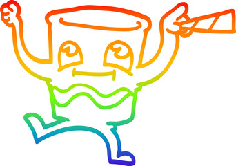 rainbow gradient line drawing cartoon whisky glass