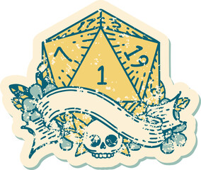 natural one d20 dice roll illustration