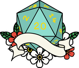 natural twenty D20 dice roll illustration