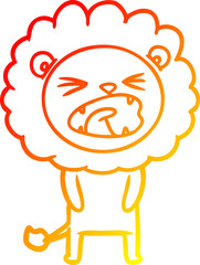 warm gradient line drawing cartoon lion
