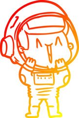 warm gradient line drawing happy cartoon astronaut