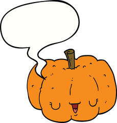 cartoon pumpkin and speech bubble