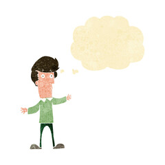 cartoon startled man with thought bubble