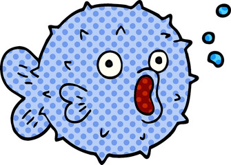 cartoon doodle blow fish
