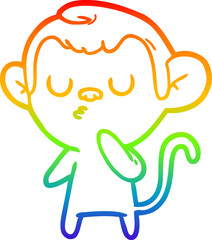 rainbow gradient line drawing cartoon monkey