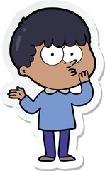 sticker of a cartoon curious boy