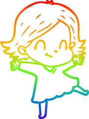 rainbow gradient line drawing cartoon friendly girl