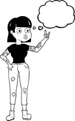 thought bubble cartoon rock girl