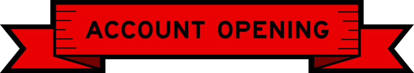 Ribbon label banner with word account opening in red color on white background