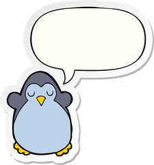 cartoon penguin and speech bubble sticker