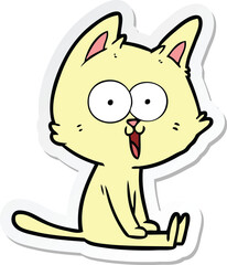 sticker of a funny cartoon cat sitting