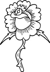 line drawing cartoon rose tattoo symbol