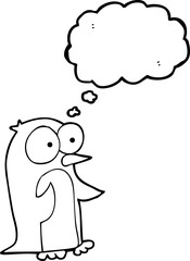 thought bubble cartoon penguin