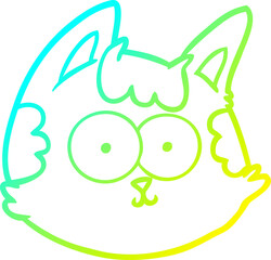 cold gradient line drawing cartoon cat face
