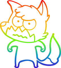 rainbow gradient line drawing cartoon annoyed fox