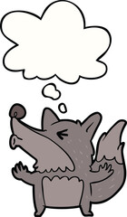 cartoon werewolf howling and thought bubble