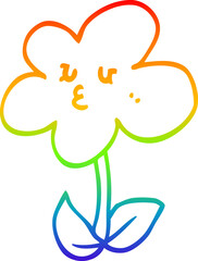 rainbow gradient line drawing cartoon flower